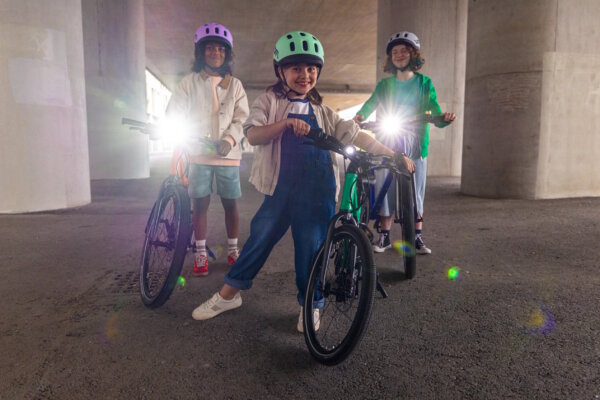woom BEAM lights on kids' bikes