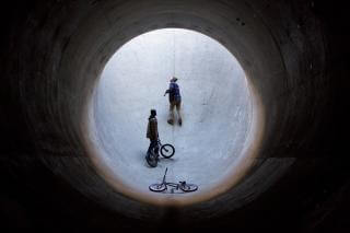 cycling in a tunnel